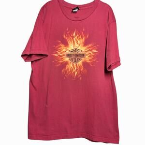 Harley Davidson vintage double sided graphic tee Mens XL red w flames Y2K rare